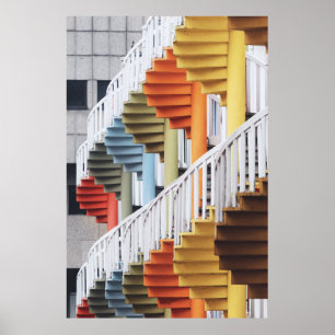 Poster Multicolored spiral staircases