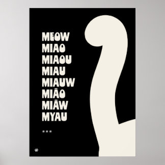 Poster Multilingual Cat Sounds Gift for Cat Lovers