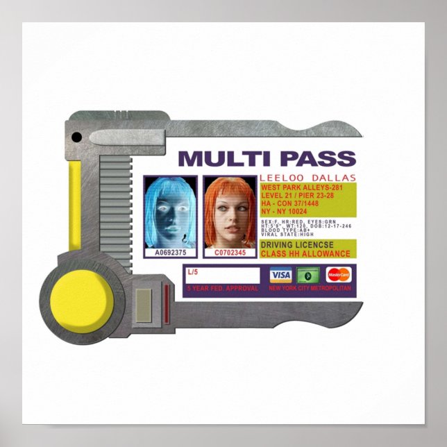 Poster Multipass inspiré par le cinquième élément (Devant)