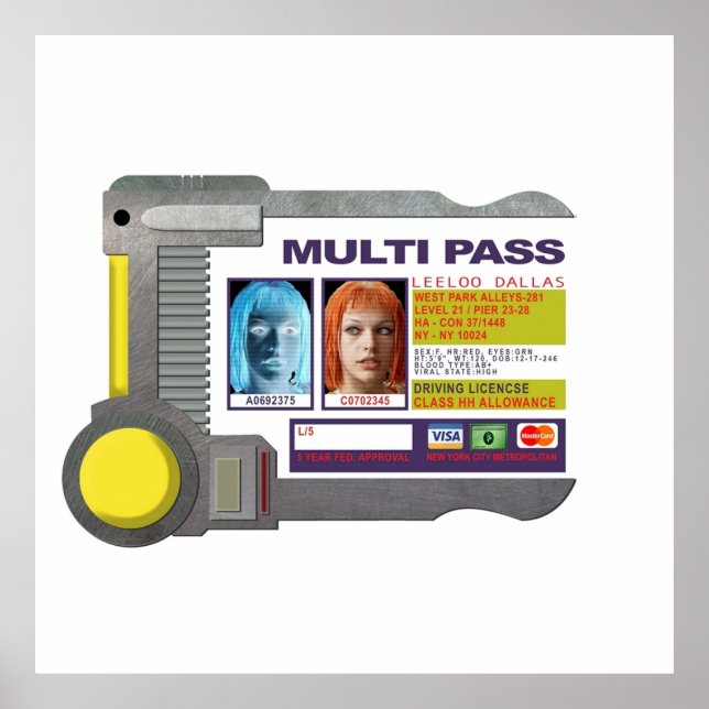 Poster Multipass inspiré par le cinquième élément (Devant)