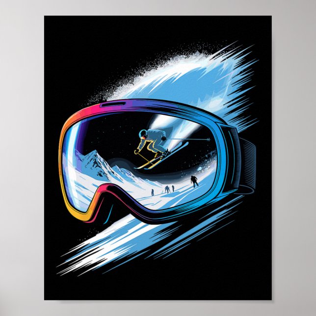 Poster Multiple Exposure Art Skiing Mountain Ski Snow Win (Devant)