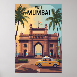 Poster Mumbai Inde Gateway de l'Inde Illustration Voyage 
