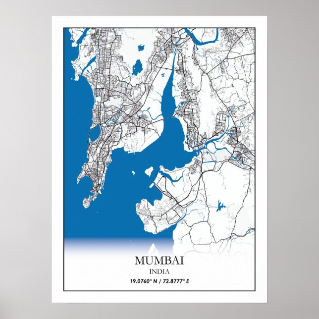 Poster Mumbai India City Map Voyage simple (Devant)