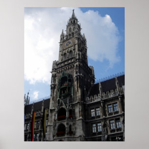 Poster Munich Horloge Tour Marienplatz, S Cyr