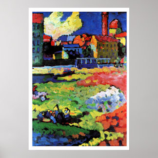 Poster Munich-Schwabing with church St. Ursula