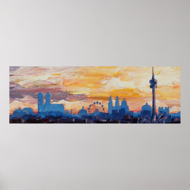 Poster Munich Skyline avec Wiens et Octoberfest (Devant)