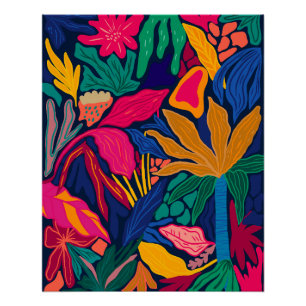 Poster Mur à motif floral clair maximaliste