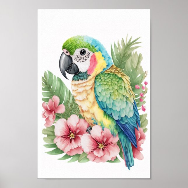 Poster Mur d'art tropical ornithologique macaw avec impri (Devant)