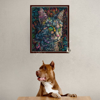 Poster Mur de chat numérique Art-Belle Calico Portrait de