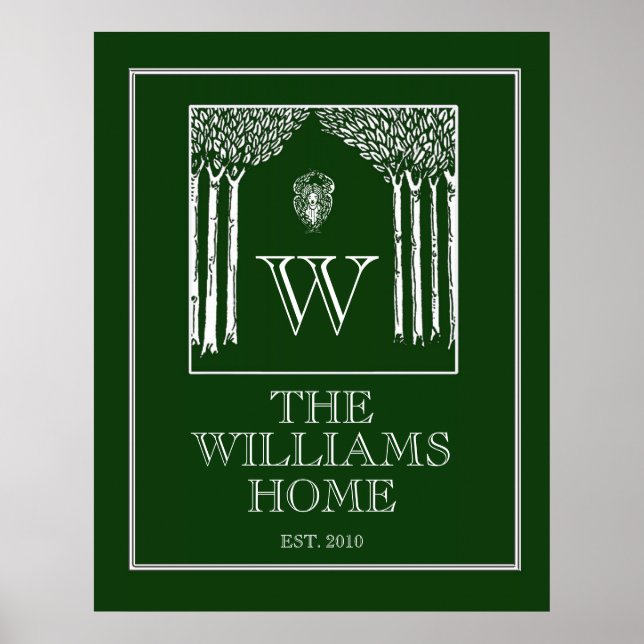 Poster Mur de famille personnalisable en vert (Devant)