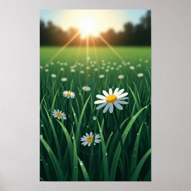 Poster mur de fleurs blanc (Devant)