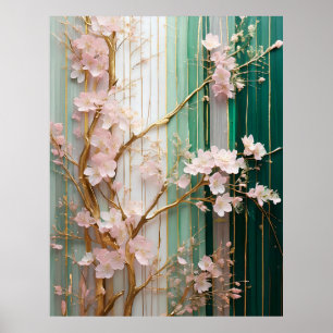 Poster Mur de fleurs de cerisiers
