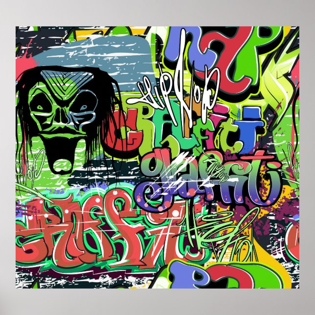 Poster Mur de graffitis : Hip hop urbain (Devant)