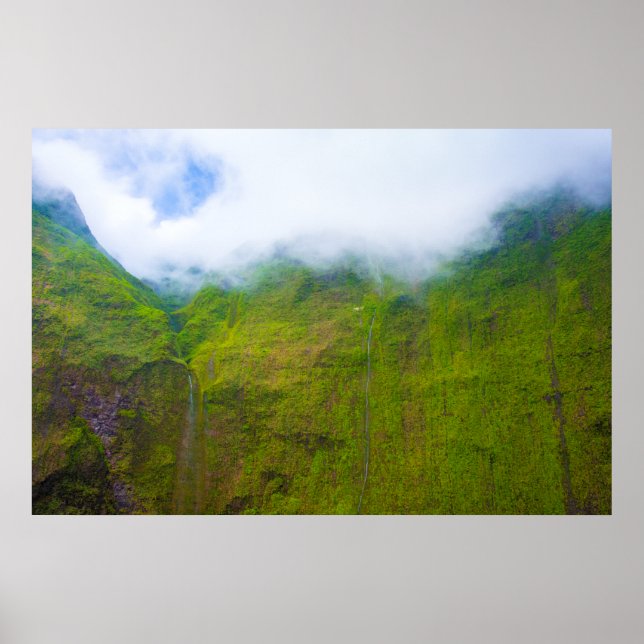 Poster Mur de larmes, Mont Waialeale, Kauai, Hawaii (Devant)