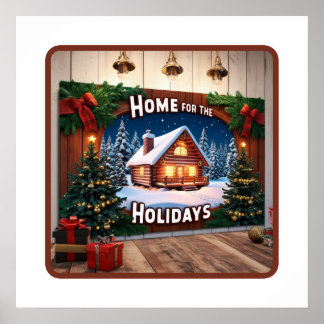 Poster Mur de Noël Cabine confortable Art- Charme d'hiver