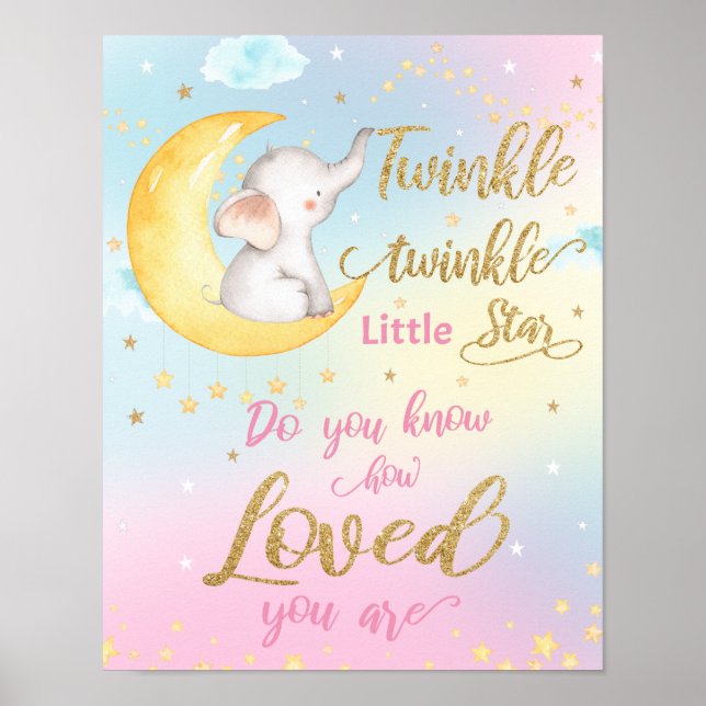 Poster Mur de nurserie fantaisiste Twinkle Twinkle Little (Devant)