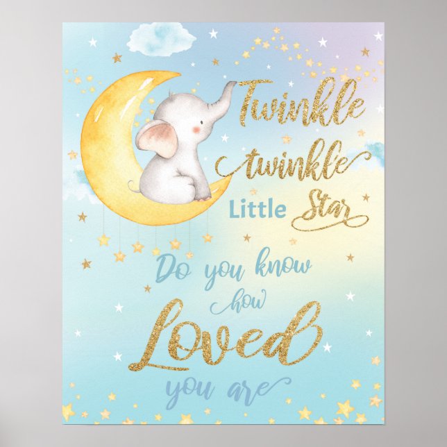 Poster Mur de nurserie fantaisiste Twinkle Twinkle Little (Devant)