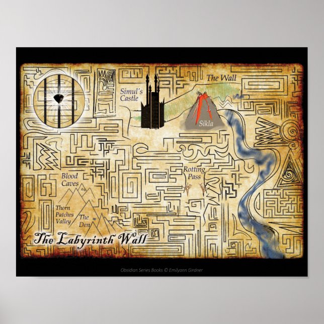 Poster Mur du Labyrinthe Imprimer Carte 14x11 (Devant)