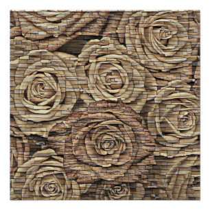 Poster Mur en pierre rose jaune Brown dessin moderne