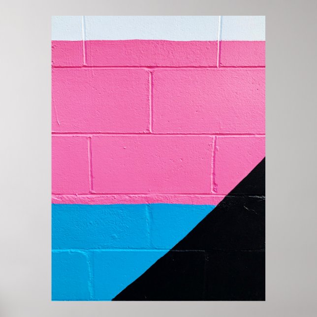 Poster Mur peint rose et bleu (Devant)