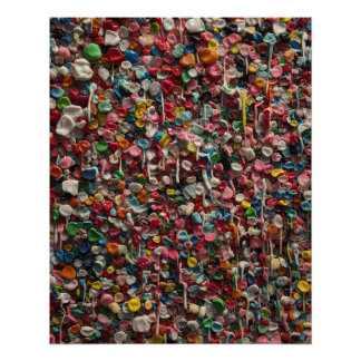 Poster Mur recouvert de Bubble Gum mâché Photo amusante