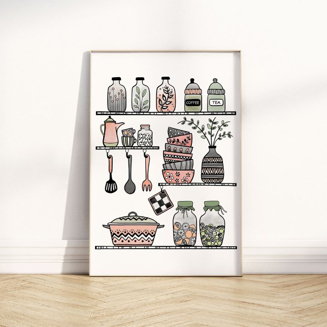 Poster mural de cuisine Boho-chic Pastel du milieu (Créateur téléchargé)