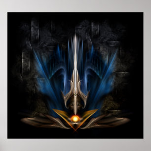 Poster mural de l'épée de lumière de l'art fractal