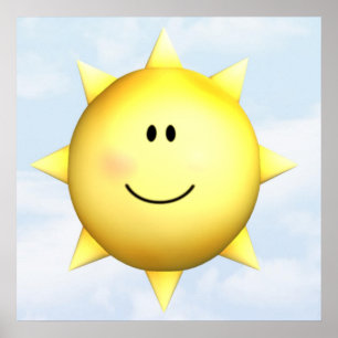 Poster mural happy face sunshine 23x23 customize