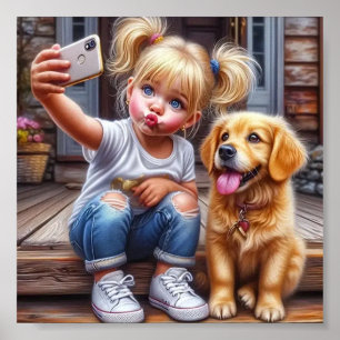Poster mural Selfie Girl and Dog