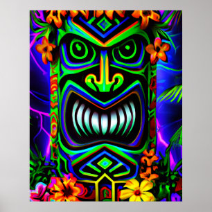Poster murale de totem Tiki couleur vive Imprimer