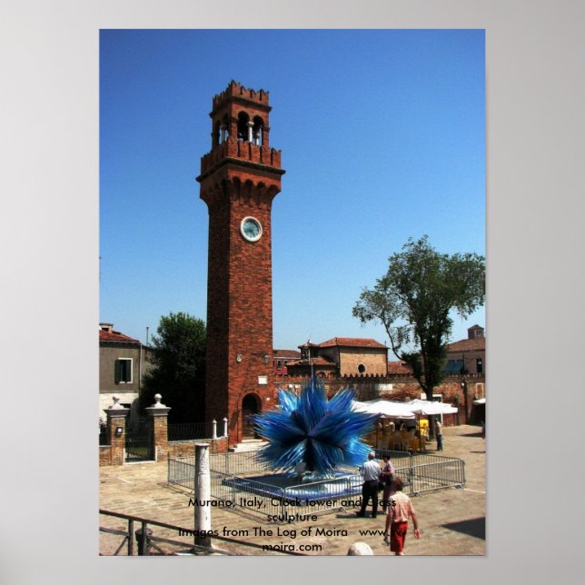 Poster Murano, Italie Tour d'horloge et sculpture en verr (Devant)