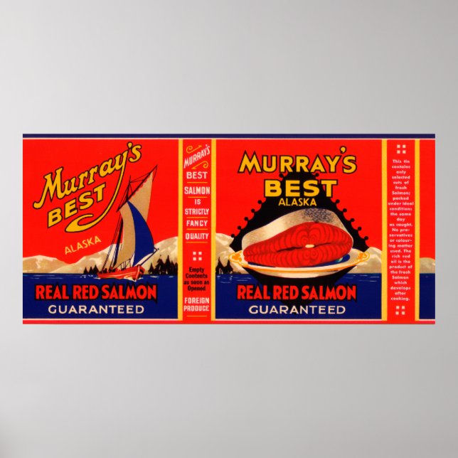 Poster Murrays Meilleure marque Saumon Étiquette - Alaska (Devant)