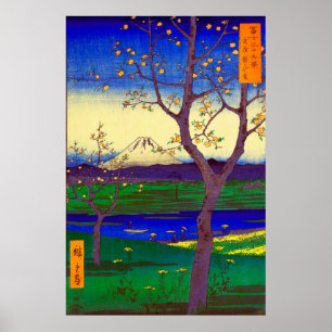 Poster Musashi Koshigaya Zai Mont Fuji Utagawa Hiroshige
