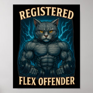 Poster Muscle Chat enregistré Flex Offensante Drôle Gym m