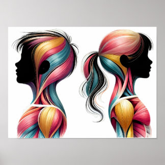 Poster Muscle coloré Anatomie Art - Enfants Silhouette