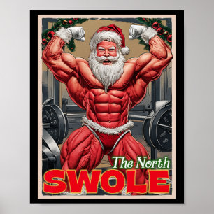 Poster Muscle de Flex de Père Noël musclé de Swole du Nor