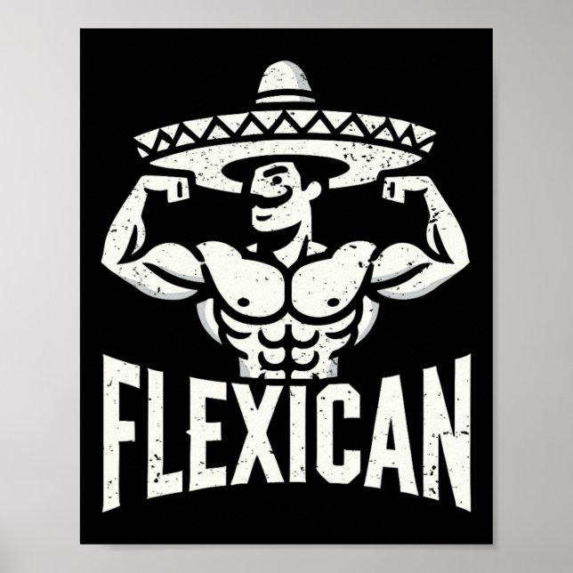 Poster Muscle Flexique Mexicain Funny (Devant)