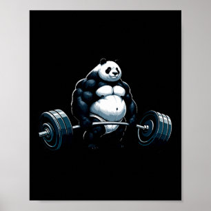 Poster Muscle Gym Panda Bodybuilder Poids Motivat