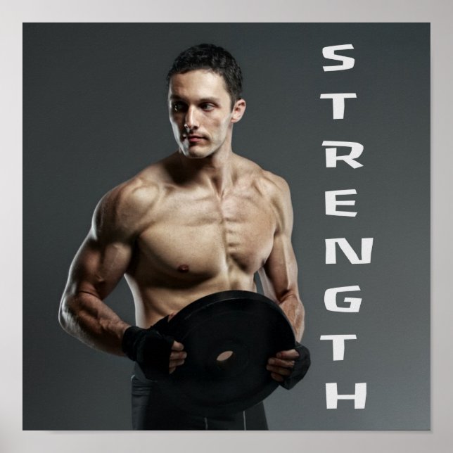 Poster Muscle Homme Force Ascenseur Poids Gym entraînemen (Devant)