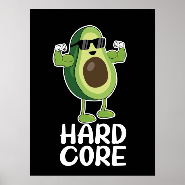 Poster Musculaire Hardcore Avocado drôle (Devant)