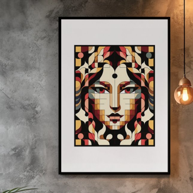 Poster Muse moderne : Une fusion de cubisme et de couleur (Créateur téléchargé)