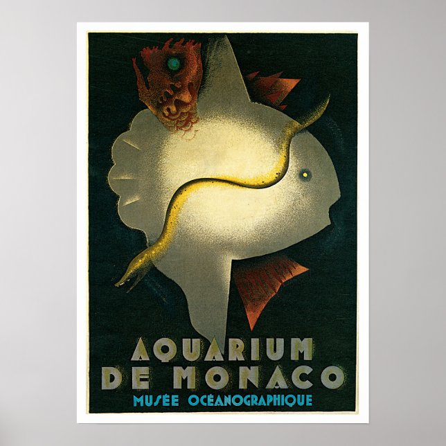 Poster Musée océanographique Monaco Vintage voyage (Devant)