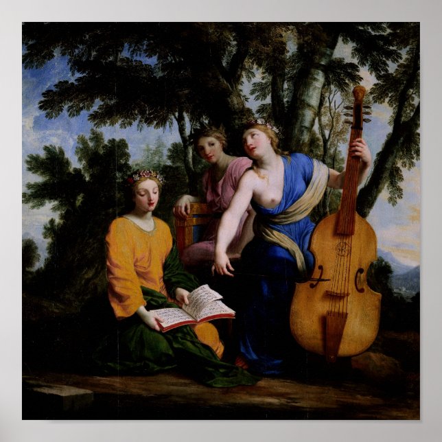 Poster Muses Melpomene, Erato et Polymnia, 1652-55 (Devant)
