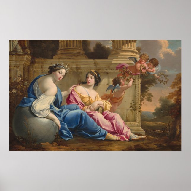 Poster Muses Urania and Calliope - Simon Vouet Art (Devant)