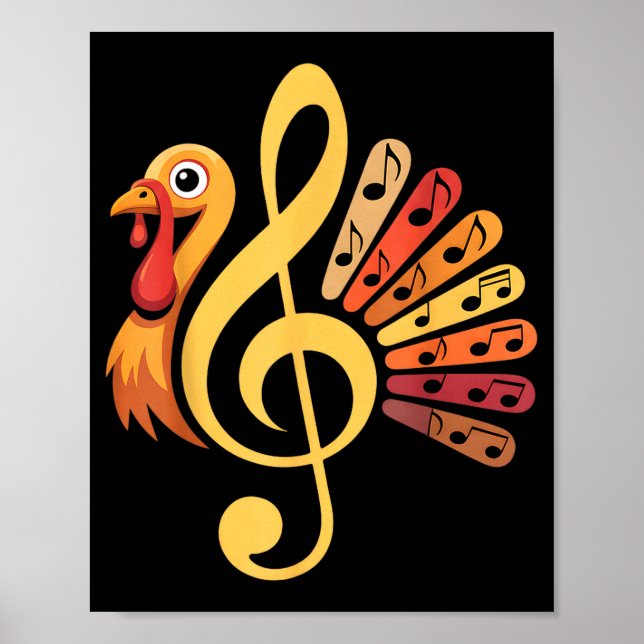Poster Music Note Symbol Turkey Teacher Fall Thanksgiving (Devant)