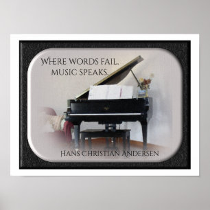 Poster Music Speaks - QuotePrint - Hans Christian Anderse