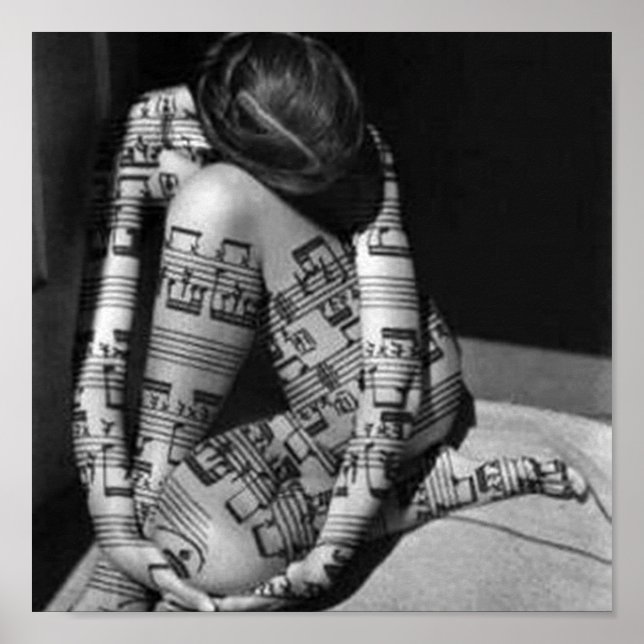 Poster Musica-artista, blanco y negro (Devant)