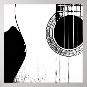 Poster Musical Noir Blanc Abstrait Acoustique Guitare