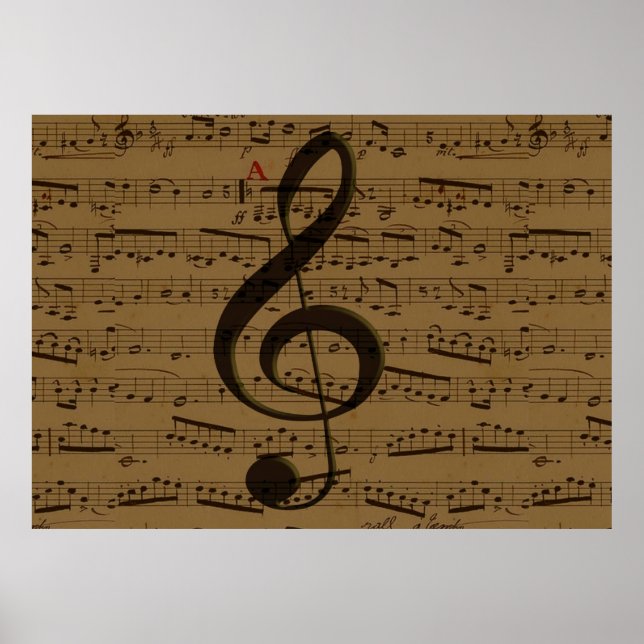 Poster Musical Treble Clef Sheet Musique Classique (Devant)