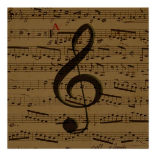 Poster Musical Treble Clef Sheet Musique Classique